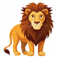 Fototapeta premium Cartoon Illustration of a Standing Lion with a Mane