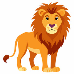 Cartoon Illustration of a Proud Lion Standing on a White Background