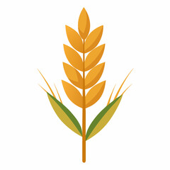 Minimalist Wheat Plant Vector on White Background