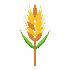 Minimalist Wheat Plant Vector on White Background