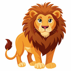 Cartoon Illustration of a Lion with a Brown Mane