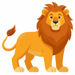 Cartoon Illustration of a Standing Lion