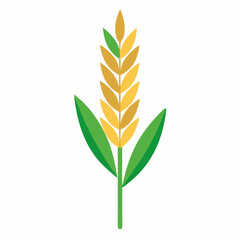 Minimalist Wheat Plant Vector on White Background