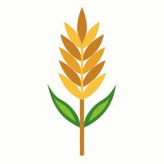 Minimalist Wheat Plant Vector on White Background