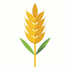 Minimalist Wheat Plant Vector on White Background