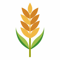 Minimalist Wheat Plant Vector on White Background