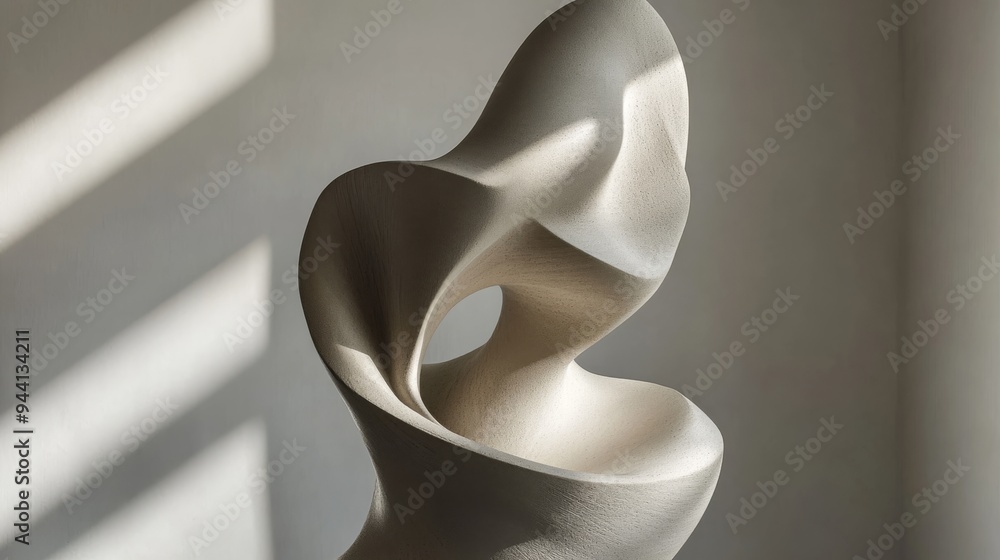 Aufkleber a beautifully balanced modern sculpture with flowing lines and smooth curves set against a simple ba