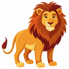 Cartoon Lion with Red Mane and Yellow Fur