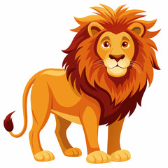 Obraz premium Cartoon Illustration of a Standing Lion with a Mane