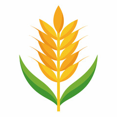 Minimalist Wheat Plant Vector on White Background