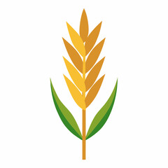 Minimalist Wheat Plant Vector on White Background