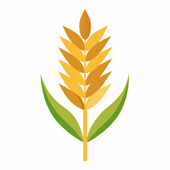 Minimalist Wheat Plant Vector on White Background