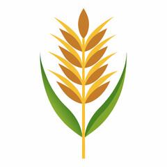 Minimalist Wheat Plant Vector on White Background