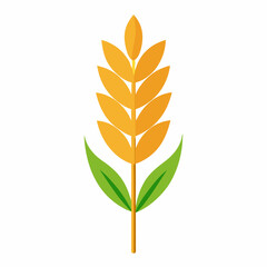 Minimalist Wheat Plant Vector on White Background
