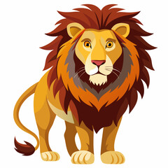 A Cartoon Illustration of a Lion Standing with Its Mane Spread Out