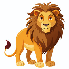 A Cartoon Lion with a Full Mane Standing on a White Background