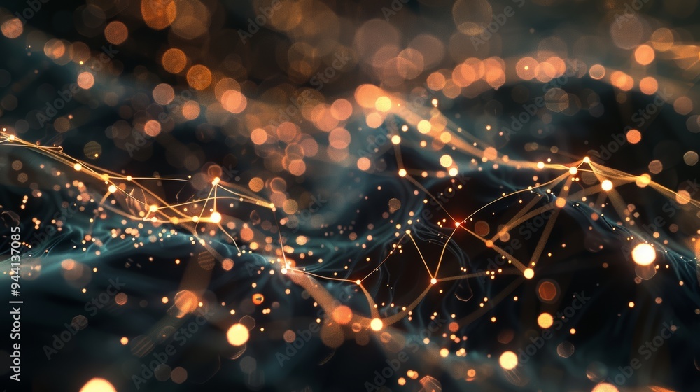 Aufkleber 3D animation of artificial neural network with dynamic lighting and connections