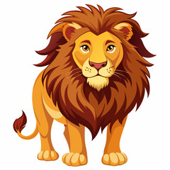 Obraz premium Cartoon Illustration of a Proud Lion with a Full Mane