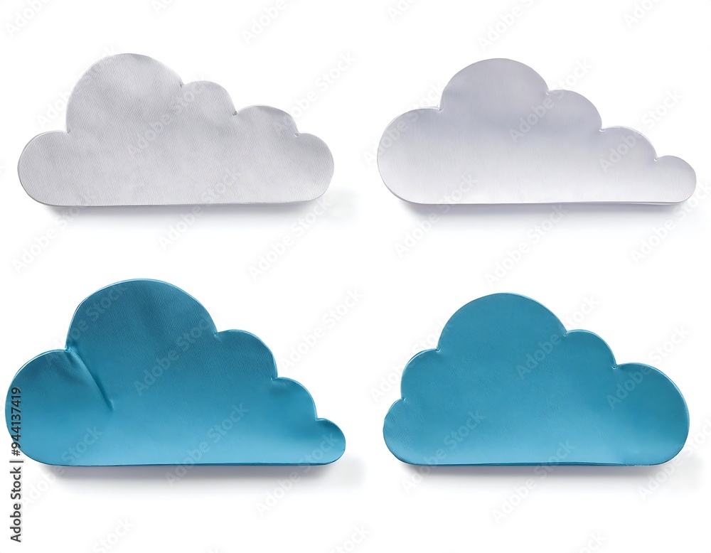 Poster vector set isolated realistic paper clouds icon decoration display white background