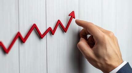 Hand Pointing Upward Trend on Wall