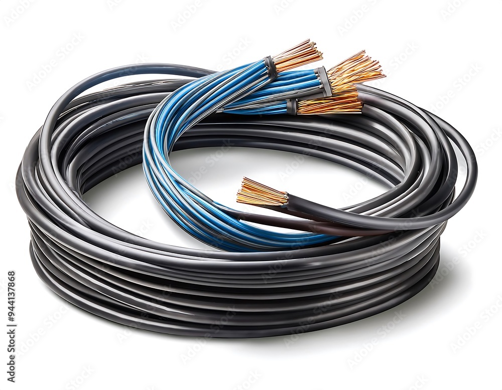 Poster vector set realistic isolated electrical wires decoration display white background concept flexible 