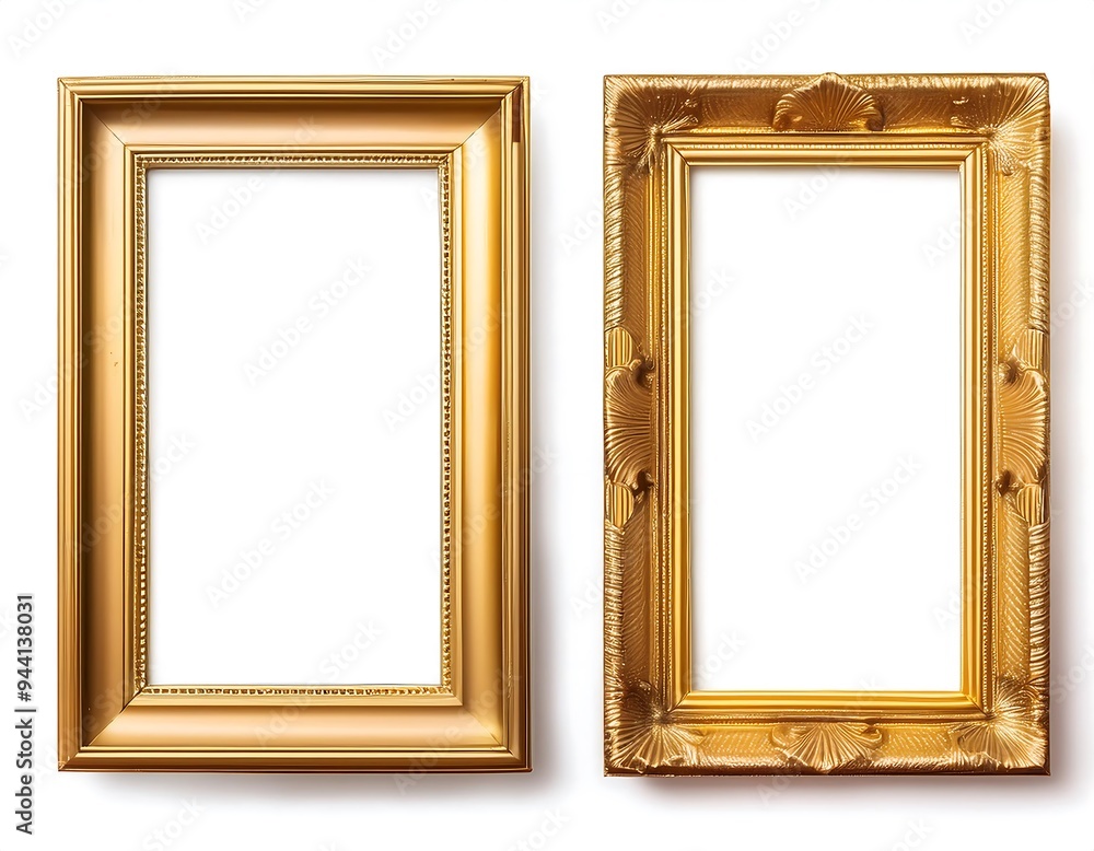 Poster vector set realistic isolated golden frames decoration display white background