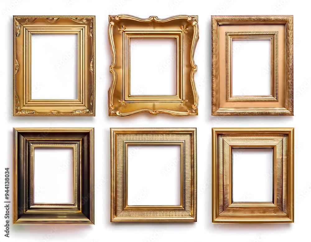 Poster vector set realistic isolated golden frames decoration display white background