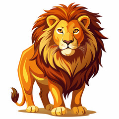 Standing Lion with a Majestic Mane and Intense Gaze
