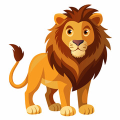 A Cartoon Illustration of a Lion Standing on a White Background