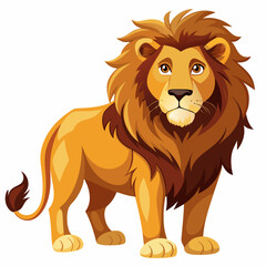 Obraz premium Cartoon Lion with Brown Mane Standing on White Background