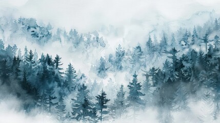 Misty Forest Watercolor