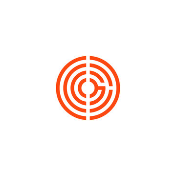 Orange O, C, and G OCG Initial with Target Circles Logo Design Vector