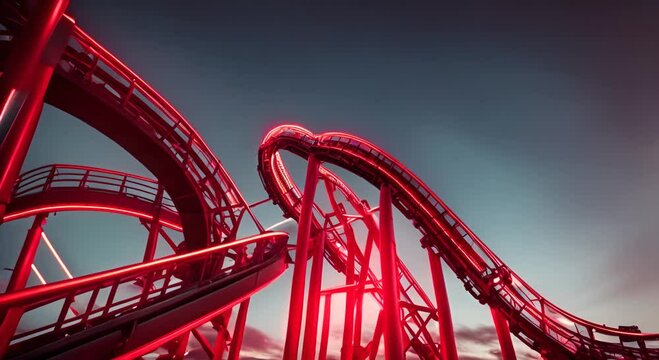 Roller coaster in an amusement park.