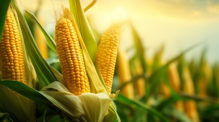 Close-Up of Corn on the Cob. Generative AI.