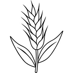 Minimalist Wheat Plant Vector online art White Background