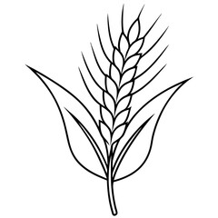 Fototapeta premium Minimalist Wheat Plant Vector online art White Background