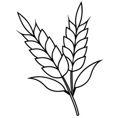 Minimalist Wheat Plant Vector online art White Background