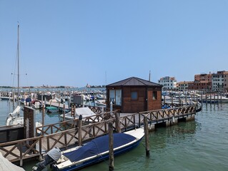 Boat pier, Venice, Italy on 18-06-2023