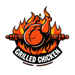 illustration of a burning fire, chiken