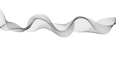 Wavy digital futuristic technology curve ocean lines on transparent background. Thin line wavy abstract vector background. Curve wave seamless pattern. Vector illustration