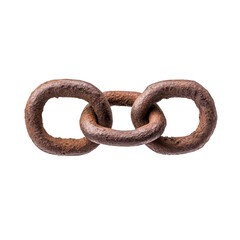 Obraz premium A close-up view of a vintage iron chain link, showcasing its intricate texture and robust structure against a transparent background.