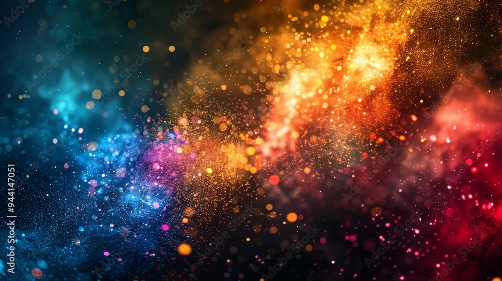 Poster Bright and vibrant particles creating an energetic background