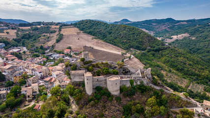Obraz premium Aerial view of Roccascalegna Castle, Chieti, Abruzzo, Italy