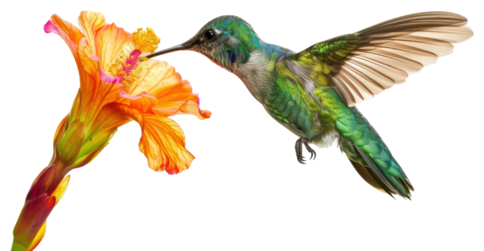 PNG Hummingbird sipping vibrant flower