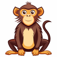 Obraz premium Cartoon Illustration of a Smiling Brown Monkey Sitting