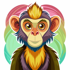 Obraz premium Cartoon Monkey with a Spiky Yellow Hairstyle