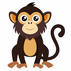 Obraz premium A Cute Cartoon Monkey Sitting with a Big Smile
