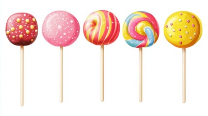 Set of Five Colorful Lollipops