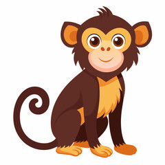 Obraz premium A Cartoon Illustration of a Sitting Monkey with a Curled Tail