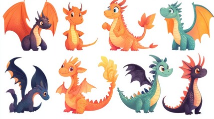 Cartoon Dragons Set